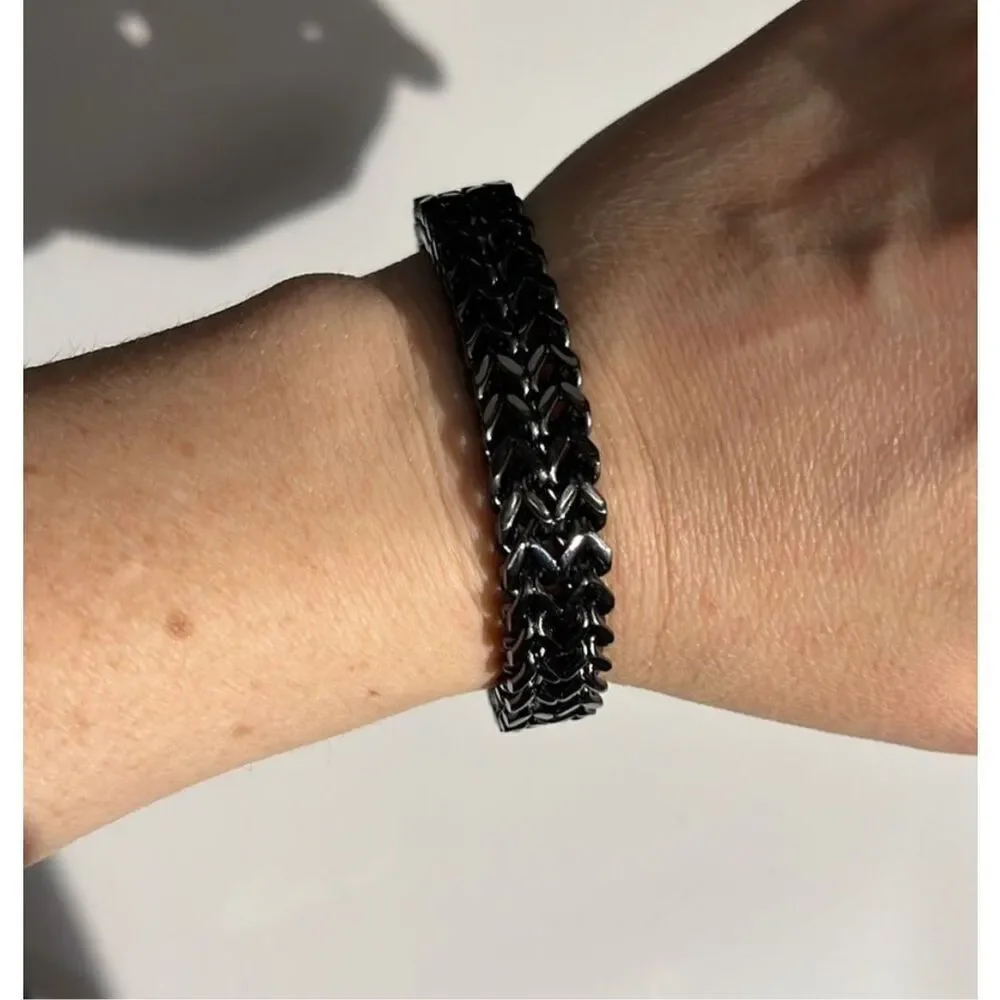 Men’s Black Metal Bracelet with Magnetic Closure